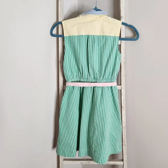 Crewcuts girls size 10 colorblock stripe button down sleeveless dress - Picture 4 of 4